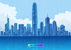 简约科技感扁平化面状香港地标