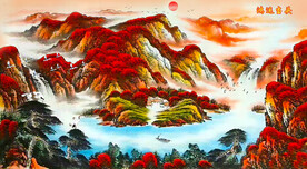 鸿运当头山水画