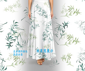 竹子高清手绘分层循环印花