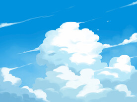蓝天白云手绘插画