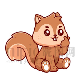 可爱卡通爱你比心小松鼠