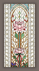 素雅雕花教堂蒂凡尼彩色玻璃图案