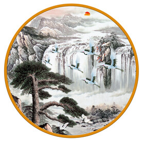 圆形国画背景墙