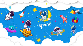 卡通太空人背景墙