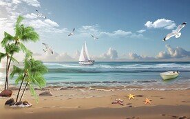 大海沙滩唯美风景