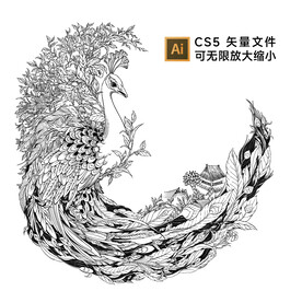 孔雀凤凰矢量图