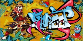 欧美风街头涂鸦餐饮酒吧背景墙