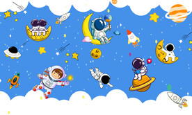 卡通星空太空人儿童房