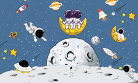 卡通宇宙太空人墙纸背景
