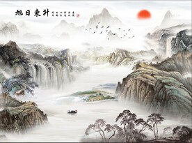 中式意境山水背景装饰画