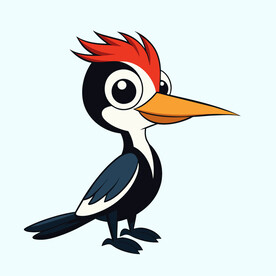 矢量动物鸟类可爱的啄木鸟