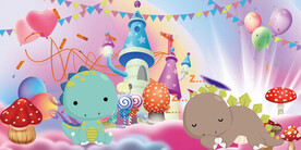 可爱恐龙梦幻背景墙