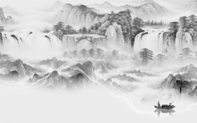 人气 现代灰色山水 TiF分层