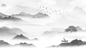 人气 灰色高清山水 TiF分层