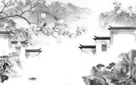 新款 新品中式山水 TIF分层