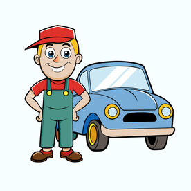 矢量人物汽车修理工