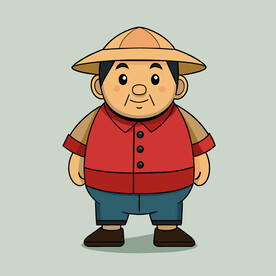 矢量人物卡通戴帽子的农民