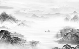 灰色山水画 