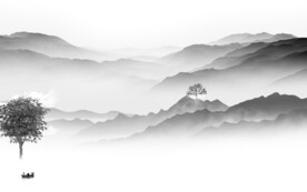 高清 淡雅灰色山水 TIF分层