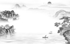 大气 淡雅灰色山水 TIF分层