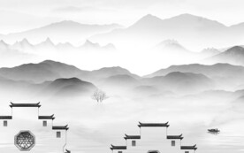 高雅 别墅灰色山水 TIF分层