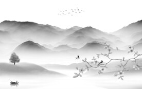 高端 淡雅灰色山水 TiF分层