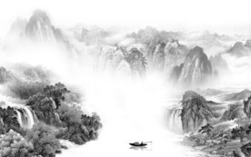 高档 高端灰色山水 TIF分层