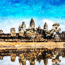 世界名胜古迹 吴哥窟 油画效果