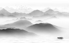 高档 灰色山水墙画 TIf分层