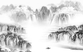 爆款 灰色高清山水 Tif分层