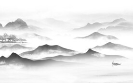 高清 简约灰色山水 TiF分层