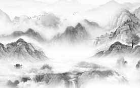 现代 灰色高雅山水 TiF分层