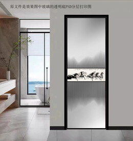 高清分层透明底平开门玻璃打印图