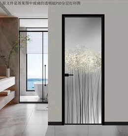 高清分层透明底平开门玻璃打印图