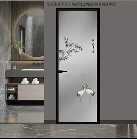高清分层透明底平开门玻璃打印图