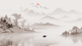 意境山水画背景墙