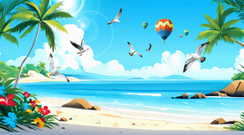 蓝天白云大海沙滩