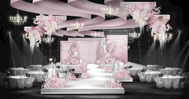 白粉色布幔简约秀场婚礼效果图·