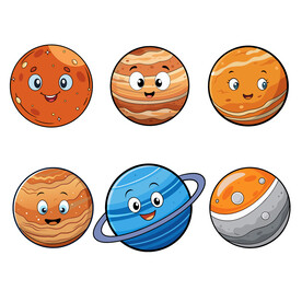 矢量星球宇宙太空可爱的星球造型