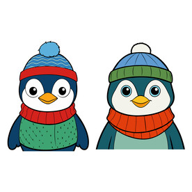 矢量动物卡通可爱的小企鹅