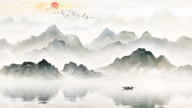 沙发山水背景墙