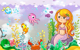 卡通美人鱼背景墙