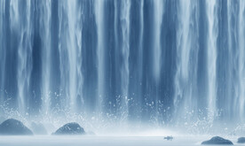 流水生财瀑布背景墙