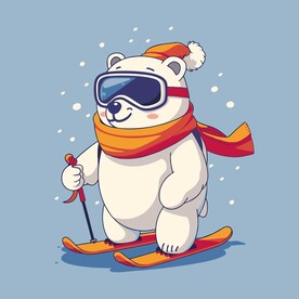 滑雪的北极熊矢量插画
