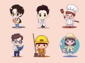 各种职业角色卡通形象