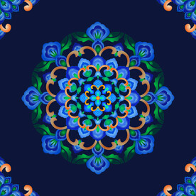 敦煌壁画桃形瓣莲花纹古典图案花