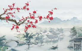 现代 简约客厅山水 TIF分层