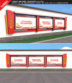 红色户外围墙宣传栏