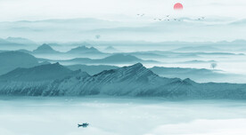 新中式山水情背景墙