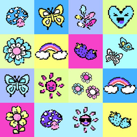 马赛克风格卡通元素